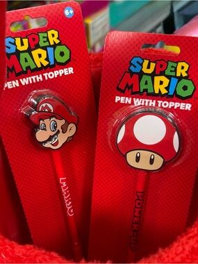 Super Mario Pen with Topper - Red Mario & Mushroom 2 pen set